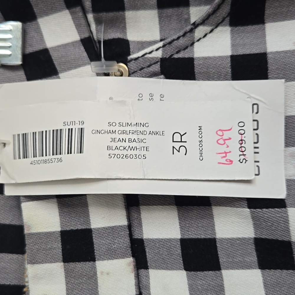 Chico's Black and White Checkered/gingham Chinos - Picture 3 of 10